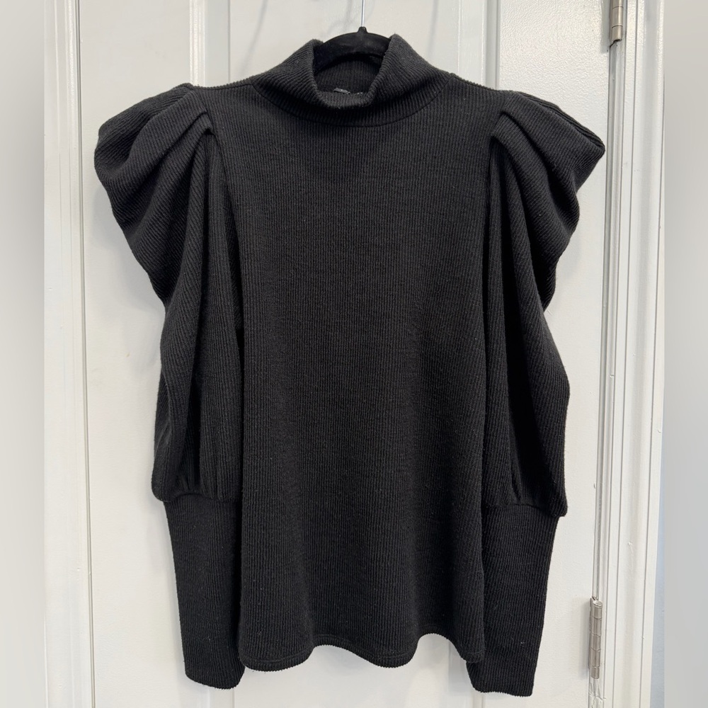 Express: Black Puff Sleeve Sweater